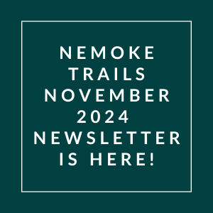 the white text on a green background reads nemo trails october 2024 newsletter is