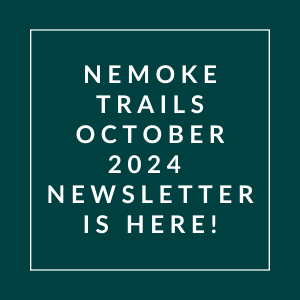 the white text on a green background reads nemo trails october 2024 newsletter is