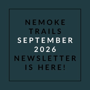 A poster announcing the release of the Nemoke Trails September 2026 newsletter.