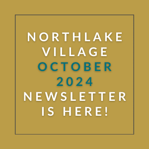 a blue background with a white border and the words northeast village july 23 newsletter is here