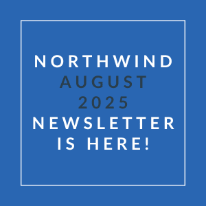 a navy blue background with white text and the words northern august 2024 newsletter is