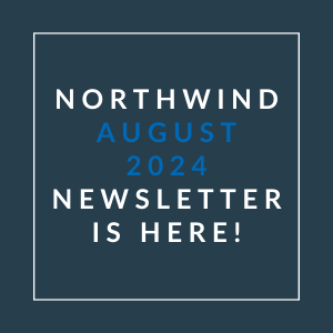 a navy blue background with white text and the words northern august 2024 newsletter is