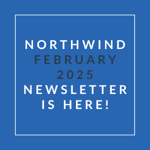 a navy blue background with white text and the words northern february 2024 newsletter