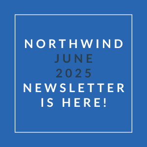 A blue square with white text announcing the Northwind June 2025 newsletter.
