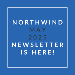 an image of a navy blue background with the words northern may 2022 newsletter is here