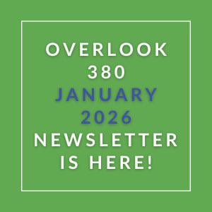 The image announces the availability of the Overlook 380 January 2026 newsletter.