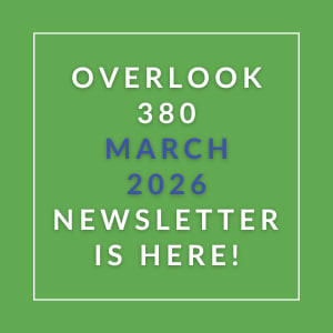 The image announces the availability of the Overlook 380 March 2026 newsletter.