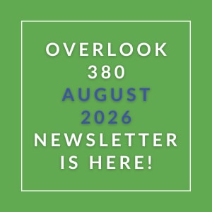The image announces the availability of the Overlook 380 August 2026 newsletter.