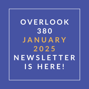 The image announces the availability of the Overlook 380 January 2025 newsletter.