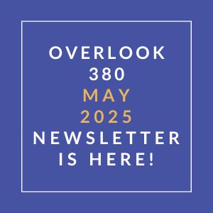 an orange background with the words overlook 3880 april 2024 newsletter is here