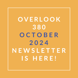 an orange background with the words overlook 3880 october 2024 newsletter is here