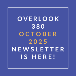 The image announces the availability of the Overlook 380 October 2025 newsletter.