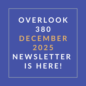 The image announces the availability of the Overlook 380 December 2025 newsletter.