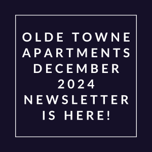 The image is a cover of the Olde Towne Apartments December 2024 newsletter.