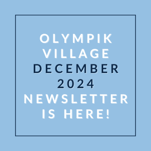 The image announces the availability of the Olympik Village December 2024 newsletter.