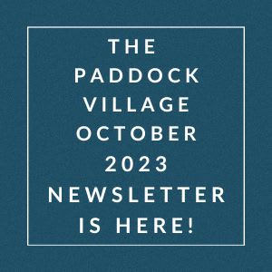 a white box with the words the paddock village november 2223 news
