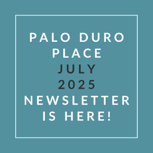 The image is a cover of the Palo Duro Place July 2025 newsletter.