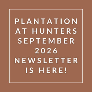 The image announces the availability of the Plantation at Hunters September 2026 newsletter.