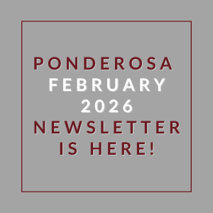 The image announces the availability of the Ponderosa February 2026 newsletter.