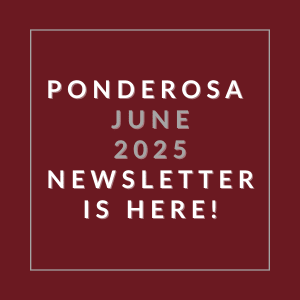 The image announces the availability of the Ponderosa June 2025 newsletter.
