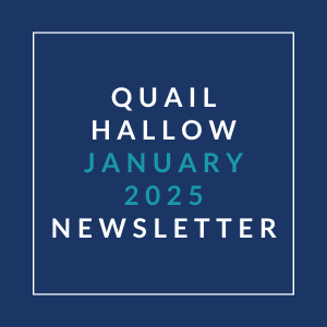 A newsletter cover for Quail Hallow in January 2025.