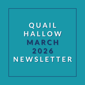 A newsletter titled "Quail Hollow March 2026" is displayed.