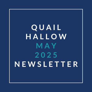 A newsletter cover for Quail Hollow in April 2025.