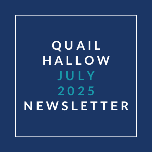 A newsletter cover for Quail Hollow in July 2025.