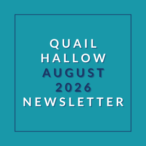 A newsletter titled "Quail Hollow August 2026" is displayed.