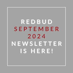 a gray background with white and red text and the word redacted september 2024