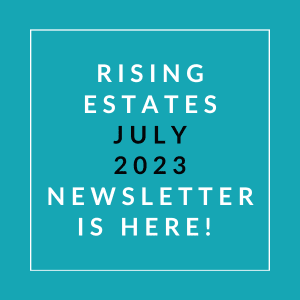a teal background with a white box that says rising esthetics july 23 23 newsletter