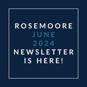 a white box with the words rossimore june 2024 newsletter is here
