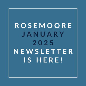A blue square with white text announcing the January 2025 newsletter.