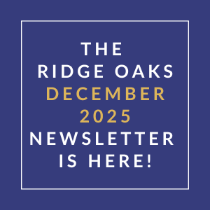 The cover of the Ridge Oaks December 2025 newsletter.