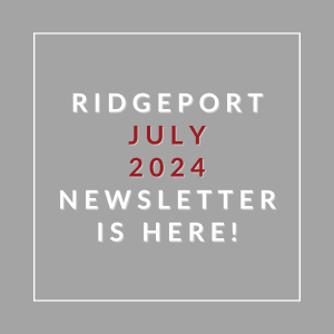 a gray background with white and red text and the words ridgert july