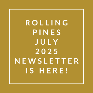 The image announces the availability of the Rolling Pines July 2025 newsletter.