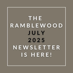 The image is a cover of the Ramblewood July 2025 newsletter.