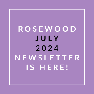 a purple background with the words rosewood juicy 2024 newsletter is here