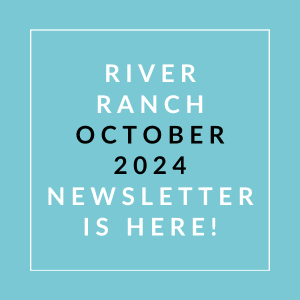a white line on a blue background with the words river ranch october 2024 newsletter