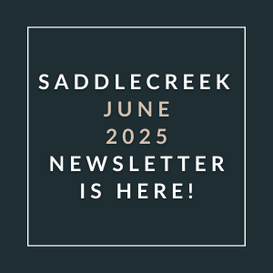 The image announces the availability of the Saddlecreek June 2025 newsletter.