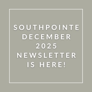 The image announces the availability of the Southpointe December 2025 newsletter.