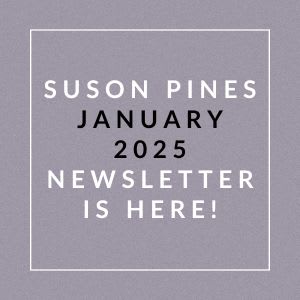 The image announces the availability of the Suson Pines January 2025 newsletter.
