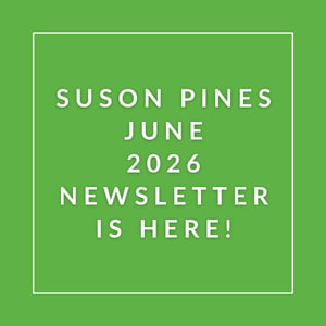 The image announces the availability of the Suson Pines June 2026 newsletter.