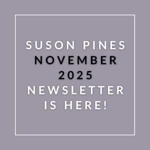 The image announces the availability of the Suson Pines November 2025 newsletter.