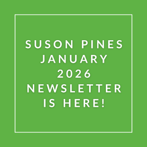 The image announces the availability of the Suson Pines January 2026 newsletter.