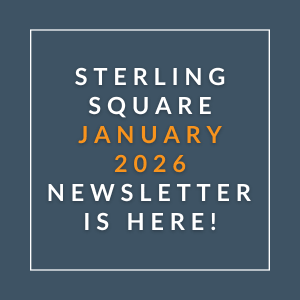 The image is a cover of the Sterling Square January 2026 newsletter.
