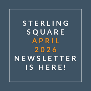 The image is a cover of the Sterling Square April 2026 newsletter.
