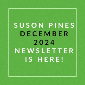 The image announces the availability of the Suson Pines December 2024 newsletter.
