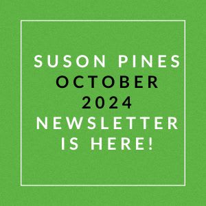 a green field with the words suson pines october 2024 newsletter is here