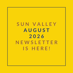 The image is a cover of the Sun Valley August 2026 newsletter.
